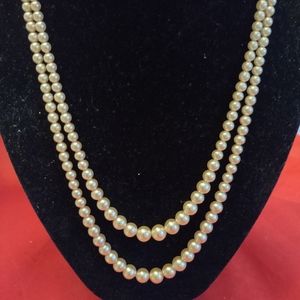 Beautiful Vintage Double Strand Ivory Pearls with Crystal Closure